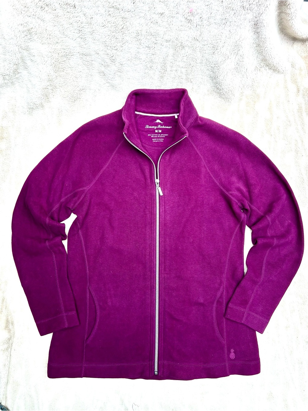 Tommy Bahama Aruba Full Zip Sweatshirt Jacket Purple Size M Pineapple Logo